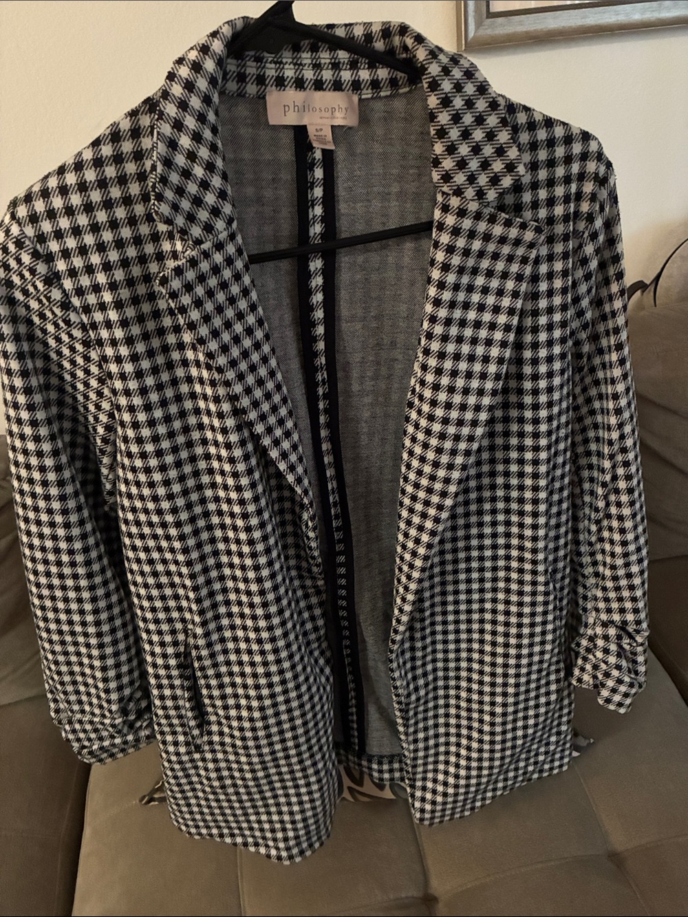Philosophy Black & White Houndstooth Open-Front Blazer